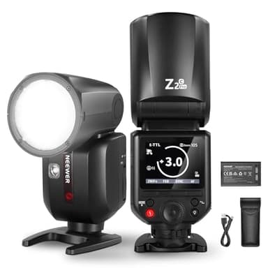 NEEWER Z2PRO-C 2.4G TTL Round Head Flash Speedlite Compatible with Canon, Wireless Compatible with Godox, Upgraded UI, 76Ws 1/8000s HSS, TTL/M TCM Switch, 7.2V/3000mAh Battery, 600 Full Power Flash