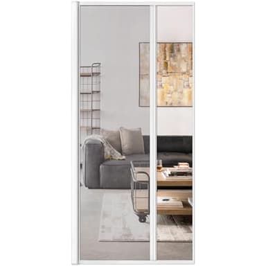 Paramondo Retractable Door Screen for Single Door, Free Stop Sliding Patio Doors - Durable White Aluminium Frames with Fiberglass Mesh - White, Size 34 5/8" Wide x 81 3/8" High