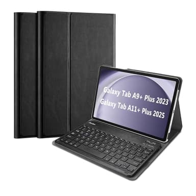 ProCase Keyboard Case for Galaxy Tab A11+ Plus 2025/ A9+ Plus 11 Inch 2023, Lightweight Case with Magnetic Detachable Wireless Keyboard for Galaxy Tablet 11"- Black