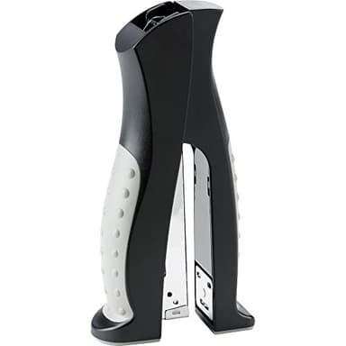 Business Source Vertical Desktop Stapler, Full-Strip, 20 Sheet Capacity, Black