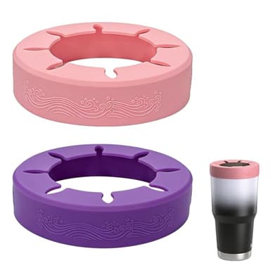 XccMe Reusable Silicone Tumbler Ring,2Pack BPA-Free Iced Coffee Sleeve for 30oz YETI/RTIC/BJPKPK Tumblers, Fits 3.9-4 Inch Cup Mouth, Dishwasher Safe,for Most 30oz Stainless Steel Tumbler