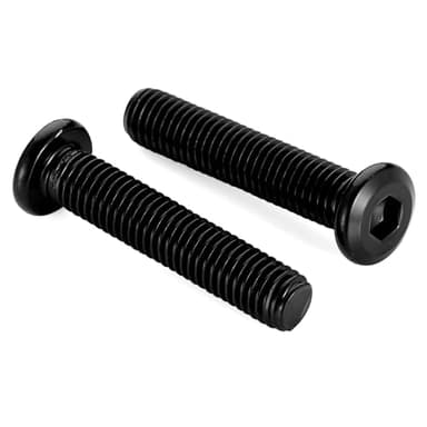 M8 x 50mm Socket Cap Allen Bolts, Flat Round Head Socket Cap Screws, Furniture Screws, Carbon Steel, Full Thread, Black Oxide Finish, 10 PCS