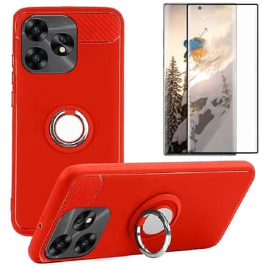HANAIETTE NUU B30 Pro 5G / B30 5G Phone Case and Tempered Glass Screen Protector, [Magnetic Car Mount] TPU Cover Case and Screen Protector for NUU B30 Pro 5G (Red)