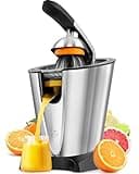 Zulay Electric Citrus Juicer - Makes Fresh Orange, Lemon, Grapefuit, Lime Juice - Stainless Steel, 160W Powerful & Quiet, Interchangeable Cones -Filters Out Seeds & Pulp - Dishwasher-Safe Parts- Black