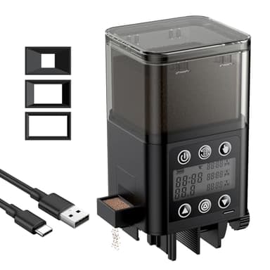 Pawfly Automatic Aquarium Feeder, USB Rechargeable 320 mL Auto Food Dispenser with Timer, Adjustable Vacation Feeder for Pellets, Granules and Powder