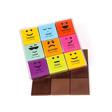 Chocolate Squares Bars, Gourmet Chocolate Tabs Gift, Moodibars by Astor Chocolate,18 Mood Squares Variety Pack, Assorted Premium Milk & Dark Emoji Candy Bars