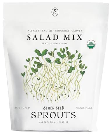 Organic Salad Mix Sprout Seeds (16 oz) – Non-GMO, Heirloom Seeds for Sprouting and Microgreens - Alfalfa, Radish, Broccoli, and Clover