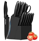 XANAPON Knife Set, 14 Pieces Kitchen Knife Set, High Carbon German Stainless Steel, Dishwasher Safe Cutlery, Black