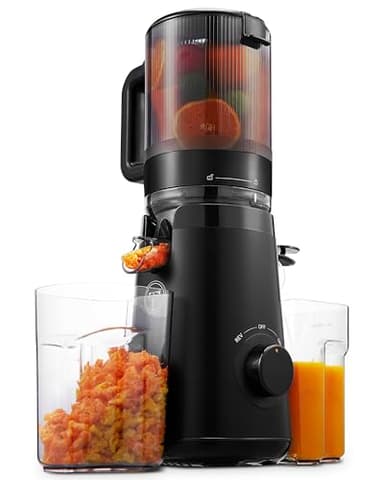 TUUMIIST Juicer Machines, Cold Press Juicer with 5.8" Extra Large Feed Chute Fit Whole Fruits & Vegetables Easy to Clean, High Juice Yield, BPA Free (Black)