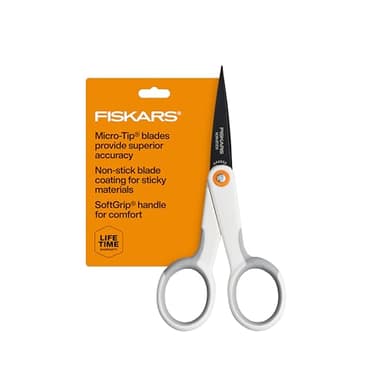 Fiskars Micro Trip Scissors, SoftGrip Precision Cutting Shears, Non-Stick Stainless Steel Blades, 5 inches