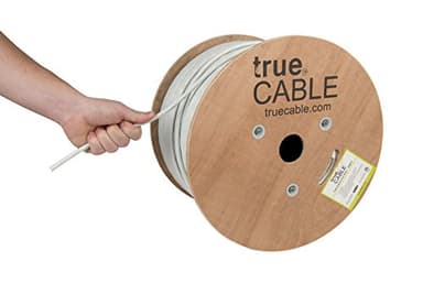 TRUE CABLE Cat6A Riser (CMR), Bulk Ethernet Cable, 1000ft, White, 23AWG Solid Bare Copper, Unshielded Twisted Pair (U/UTP), 750MHz, PoE++ 100W, ETL Listed