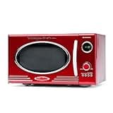 Nostalgia RMO4RR Retro Large 0.9 cu ft, 800-Watt Countertop Microwave Oven, 12 Pre-Programmed Cooking Settings, Digital Clock, Easy Clean Interior, Metallic Red