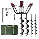 JACKCHEN 1500W Electric Post Hole Digger with Reverse, Double Handle Earth Auger with Storage Bag, 2×6"and 2×4" Auger Bit Earth Auger Drill, Ideal for Installing Fence Post, Drilling, Planting Trees