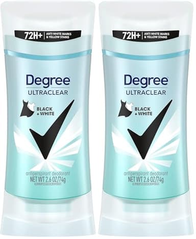 Degree UltraClear Antiperspirant Deodorant Black+White Anti White Marks and Yellow Stains Deodorant for Women 2.6 oz (Pack of 2)