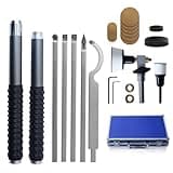 RUITOOL Carbide Wood Lathe Turning Tools Set with Bowl Sander, Including Swan Neck Hollower, Rougher, Finisher, Detailer, 1" & 2" Mandrels, Sandpapers and Aluminum Alloy Handles for Woodturning