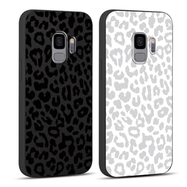 RUMDEY 2 Pack Cute Cheetah Print for Samsung Galaxy S9 Phone Case 5.8", Luxury Leopard Pattern Design Cases Soft Silicone Slim TPU Shockproof Protective Bumper Cover for Women Girls - Black & White