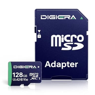 DIGIERA 128GB CT100 microSDXC UHS-I Memory Card with Adapter - up to 100MB/s, C10, U3, V30, 4K UHD, A2, Micro SD Card for Smartphones, Tablets, Cameras, Gaming Consoles, and Drones (1 Pack)