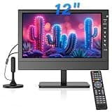 othoig Portable Flat Screen TV,12inch Small Kitchen TV with Batteries-HDMI,USB,AV Slot and Antenna,12 Volt Vehicle Cable/AC for RV/Camping