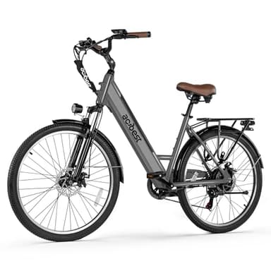 ACTBEST Electric Bike for Adults, Cores 26" Electric Commuter Bike Up to 28MPH 70 Miles, with Peak 1200W Motor, 48V 576Wh Removable Battery, 7-Speed City Cruiser Mountain E Bike for Commuting,Gray