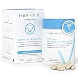 Happy v Dr. Formulated Vaginal Probiotics for Women, Clinically Proven Womens Probiotic for Vaginal Health & pH Balance Complex, Natural BV Treatment & Yeast Infection Prebiotics, 60 Vegan Capsules