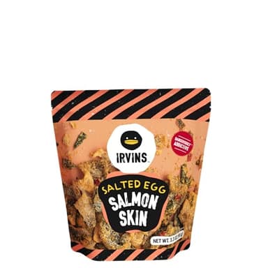 IRVINS Salted Egg Salmon Skin Chips & Crisps – Premium Hand Cooked, Halal, Keto-Friendly, High Protein Snack | Dangerously Addictive | (3.3 oz, Pack of 6)