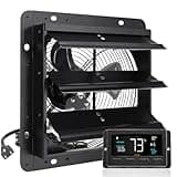 VEVOR Shutter Exhaust Fan, 10'' Wall Mount Attic Fan with Temperature Humidity Controller, 820 CFM, 10-Speed Adjustable, Ventilation and Cooling for Greenhouses, Garages, Chicken Coops, ETL Listed