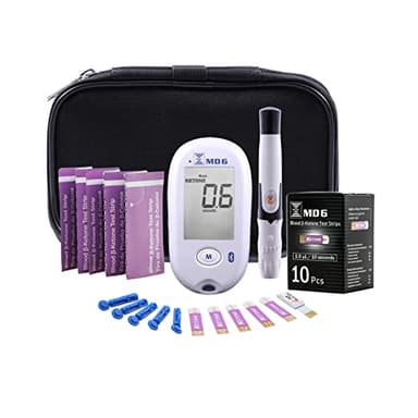 Bruno MD6 Blood Ketone & Glucose Monitoring System | Track Your Ketones & Ketogenic Diet Progress | Ketosis Test Kit with Lancing Device, 10 Keto Strips + 50 Lancets