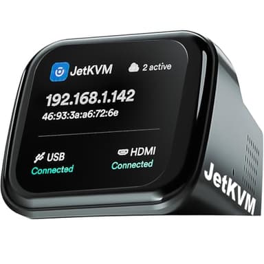 JetKVM IP KVM Over IP PC Remote Control, Open-Source Jet KVM Switch Network with Touchscreen LCD, Low Latency Remote BIOS Computer Access for Windows/Mac/Linux/Raspberry Pi Server Offices Data Center
