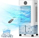Windowless Portable Air Conditioner, 12H Timer & 2-Gal Tank, 3-IN-1 Portable AC Unit with Remote, 75°Oscillation, 3 Modes & 3 Speeds, Ultra-Quiet 23" Ventless Swamp Cooler for Room Home Office