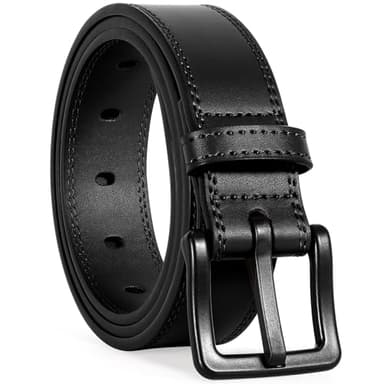 VONMELLI Nickel Free Leather Belt for Men, TSA Approved Non Metal Men’s Belt for Jeans with Hypoallergenic Buckle Black M