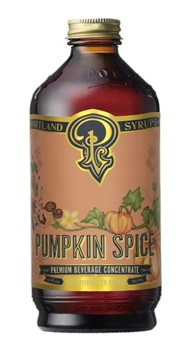 Portland Syrups Pumpkin Spice Syrup - Organic Pumpkin & Ginger Coffee Syrup for Lattes, Mocktails, & Baking - Rich Flavor - Organic Cane Sugar - Natural Ingredients - 12 oz Bottle, 12 Servings