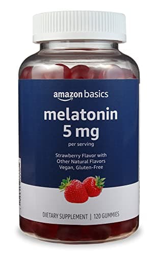 Amazon Basics Melatonin, Sleep Support Gummies, Strawberry Flavor, 5mg, 120 Count (Previously Solimo)