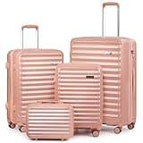 Coolife Luggage Suitcase 4 Piece Set expandable (only 28”) ABS+PC Spinner suitcase with TSA Lock carry on 20in 24in 28in