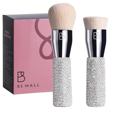 BS-MALL Makeup Brushes Luxury Diamond Handmade Powder Blush Brush Premium Synthetic FoundationSoft Synthetic Bristles Pack of 2