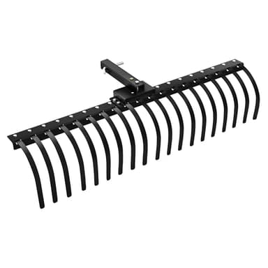 LTSEAME 55" Durable Tow Behind Landscape Rake Tractors Rake Fits 2" Receiver for Lawn Tractors or ATV/UTV，Black