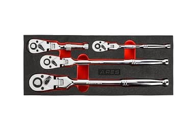 ARES 42040 - Flex Head Ratchet Set - 4-Piece 72-Tooth Ratchets - Premium Chrome Vanadium Steel Construction & Chrome Plated Finish - Quick Release Reversible Design with 5 Degree Swing