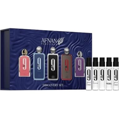 Afnan 9 Series Discovery Kit, 5-Piece Miniature Perfume Set - 2ml x 5 Vials