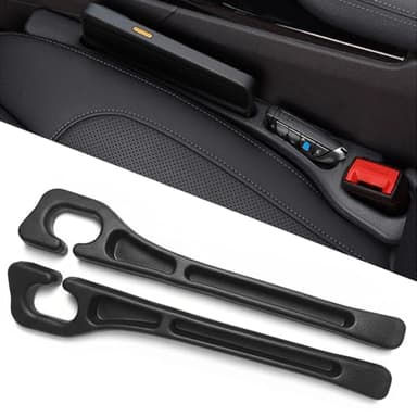 FortiyParts Car Seat Gap Filler Organizer of 2 - No Drop Seat Guard, Universal Car Seat Gap Filler, Durable Non-Slip Material, Easy 10-Second Install for Cars, Trucks & SUV (Black)