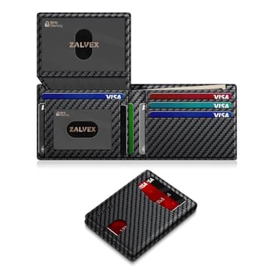 Wallet for Men Slim RFID Blocking Leather Credit Card Holder Wallet for 14 Cards, Bifold Minimalist Thin Wallet with 2 ID Windows & Cash Slot, Front Pockt Carteras Para Hombres, Birthday Gifts for Men