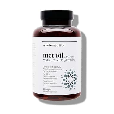 SMARTERNUTRITION MCT Oil Capsules C8 and C10 - Ketogenic Fuel for Brain & Body, Sustained Energy - from Cold-Pressed Coconut, Palm & Gluten-Free, Non-GMO - 90 Count - 30-Day Supply