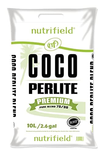 Nutrifield Coco Coir Perlite Mix 10 Liter - 70/30 Blend - Pre Buffered with Calcium, Organic Coconut Coir & Perlite for Plants - Hydroponic, Indoor & Outdoor, Grow Bags & House Plants