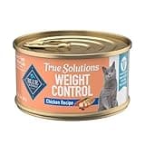 Blue Buffalo True Solutions Weight Control Wet Cat Food for Adult Cats, Made with Natural Ingredients, Chicken, 3-oz. Cans (24 Count)