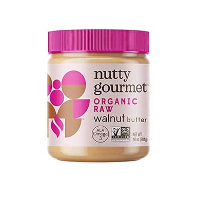 Nutty Gourmet Organic Walnut Butter - Raw Nut Butter - No Added Sugar - Unsalted - All Natural - Peanut Free - Vegan - California Grown Walnuts - Keto Snack - Gluten Free (10oz, 1 Pack)
