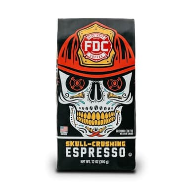 Fire Department Coffee - Gives Back to Firefighters - Full-Bodied & Bold Skull Crushing Espresso Ground Coffee - Roasted in the USA - Veteran Owned - 12 oz
