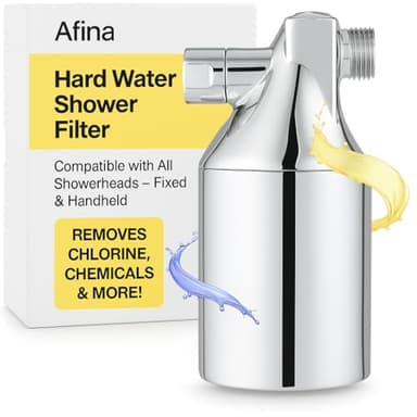 Afina Shower Filter For Hard Water - Removes 99% Chlorine, Harmful Substances & Heavy Metals - Improves your Skin & Hair (Chrome)
