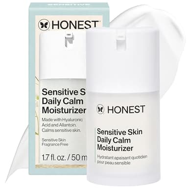 Honest Beauty Sensitive Skin Daily Calm Lightweight Moisturizer, Reduces Redness, Hydrates, Hypoallergenic, Fragrance-Free Vegan, 1.7 fl oz