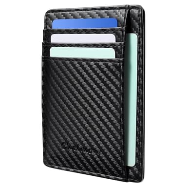 Chelmon Slim Wallet for Men, Minimalist Front Pocket RFID Blocking Credit Card Holder, Black Carbon