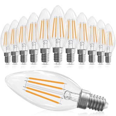 GvvooHome E12 Candelabra Bulb 40 watt Equivalent, E12 LED Bulb Dimmable Chandelier Light Bulbs, B10 Candle Light Bulbs 2700K Soft White, 90+CRI, 400LM, Clear Glass, 12 Pack