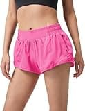 HXUNJW Athletic Shorts for Women,Mesh Lined 2.5" Running Shorts,Quick Dry Active Workout Shorts with Zip Pocket(01-Hot Pink-S)