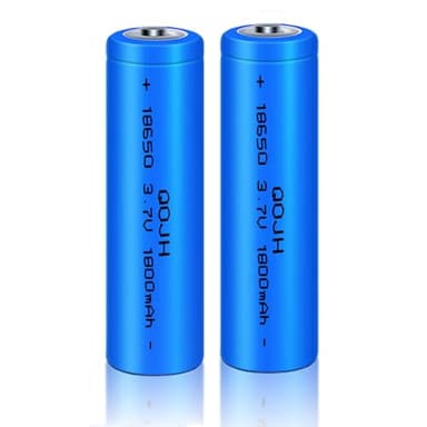 QOJH 2 Pack 18650 Rechargeable Battery 3.7V 1800mAh Button Top Rechargeable Batteries for Headlamp, LED Flashlight, Electronic Devices etc (Blue)